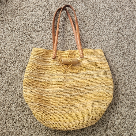 Mar Y Sol Tote Bag Purse Straw Summer Spring Beige Brown - Picture 1 of 6